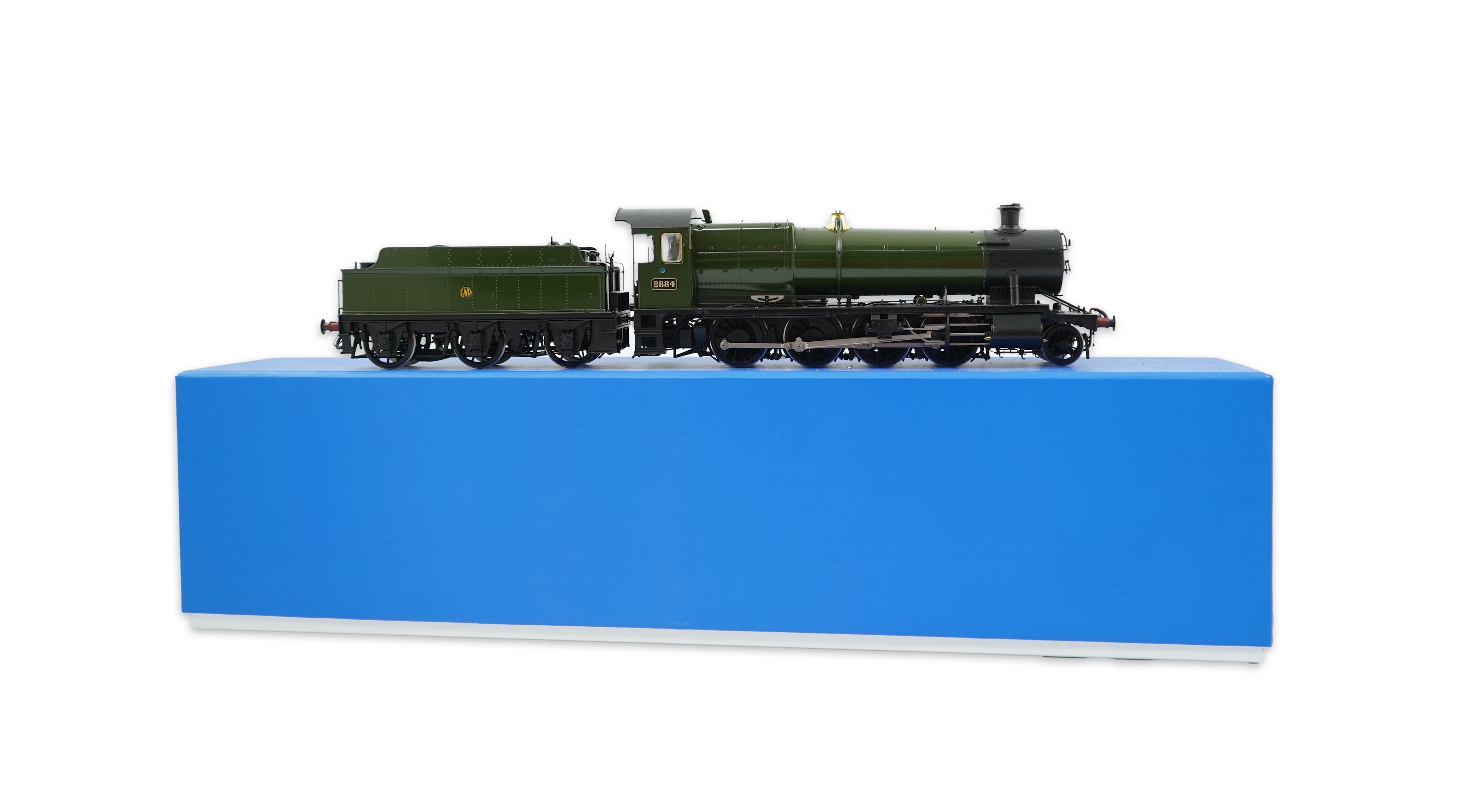 An 0 gauge Masterpiece Models model of GWR Class 28xx, 2884, 2-8-0 tender locomotive, powered for two rail operation, with original box.